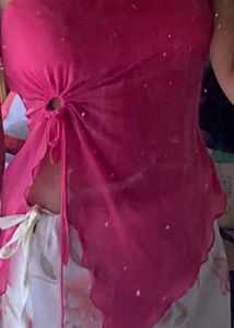 Sheer Pink Top with Tie Detail