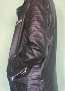 Men's Black Faux Leather Biker Jacket