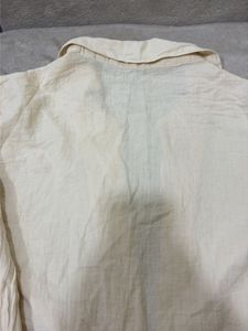 Cream Linen Blend Button-Up Shirt
