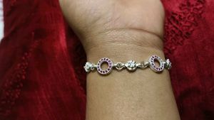 Charming pure Silver Bracelet with Red Stones