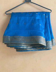 Vibrant Blue Silk Saree