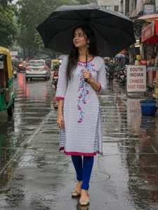 Elegant Kurta with Blue Leggings