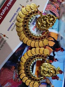 18K Gold-Plated  Lakshmi Coin Jhumka Earrings