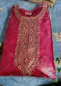 Vibrant Pink Embroidered Kurta Set with Dupatta