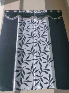 Leaf Print Curtain in Back and White - 2 Pieces