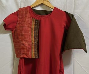 Vibrant Red Kurta Set with Embroidered Jacket