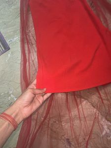 Stunning Red Evening Gown with net silhoutte