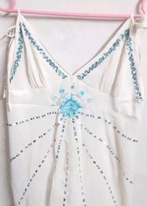 White Beaded Summer Top