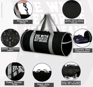 45.Black Duffel Bag with Quote