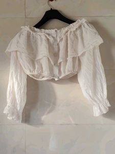 White Ruffled Off-Shoulder Top