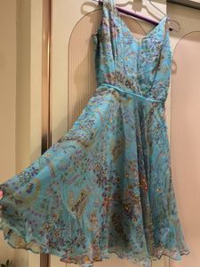 Elegant Blue Floral Dress