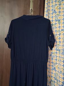 Elegant Navy Blue Maxi Dress with Belt