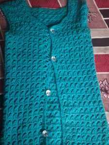 Teal Knitted Sleeveless Cardigan
