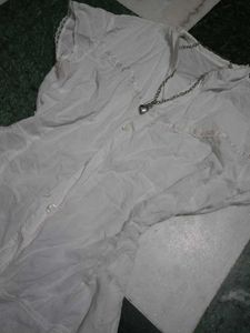 Y2k white lace anglaise top