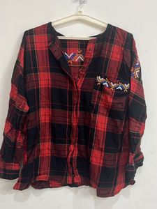 Embroidered Plaid Bohemian Blouse