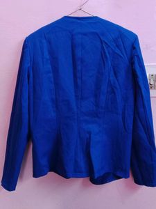 ZARA Women's Blue Blazer with Zip Pocket