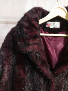 Burgundy Faux Fur Coat