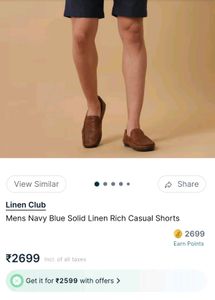 Linen Club Men's Navy Chino Shorts 32 size