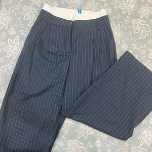 Zudio Double Waistband Blue Pinstriped Trousers