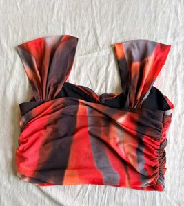Ruched Abstract Print Top 🦋