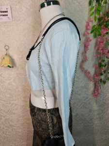 Cute Light Blue Cropped Cardigan