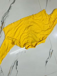 Vibrant Yellow Cropped Polo Shirt