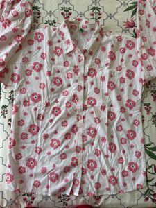 White Floral Puff Sleeve Shirt