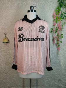 Y2k aesthetic Striped Long Sleeve Collared Top