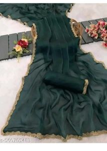 Elegant Emerald Green Saree