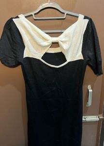 Chic Bow Detail Black & White Dress