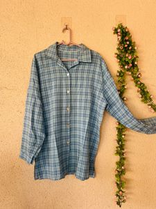 Blue Plaid Button-Down Shirt