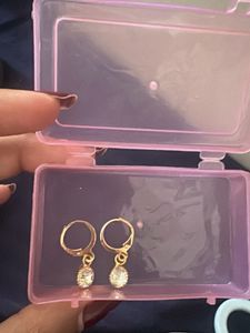 Gold-tone Drop Earrings with Crystals
