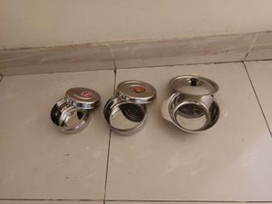 New Unused Set Of 3 Stainless Steel Containers