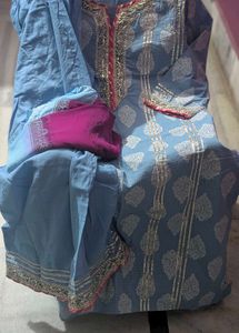 Blue Coloured Pure Cotton Kurta Set