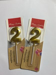 Number 22 set of golden birthday candles