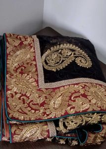 Elegant Black &amp; Gold Embellished Saree