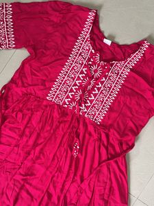 Pink Embroidered Maxi Dress