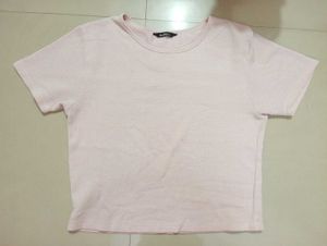 Pink Ribbed T-Shirt