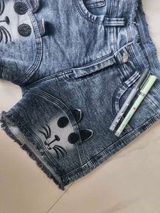Cute Cat Denim Shorts