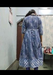 Elegant Blue Printed Kurta Set anarkali gown