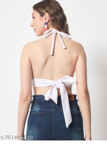 Chic White Halter Neck Crop Top
