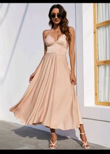Elegant Beige Midi Dress