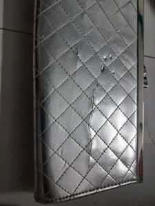 Sparkling Silver Quilted Clutch Bag