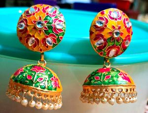 2 minakari Handcrafted Enamel Jhumka Earrings