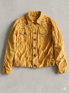 Beaded Yellow Denim Jacket