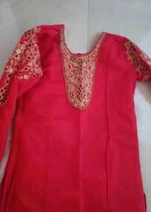 Red Embroidered kurta