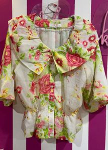 Floral Puff Sleeve Blouse bust 36-38