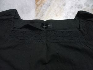 Black Cotton Lucknowi Top