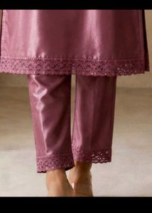 Elegant Mauve  V-Neck Kurta with pant💜 | S size