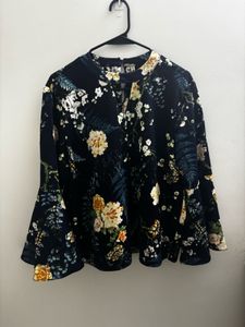 Chic Floral Bell Sleeve Top